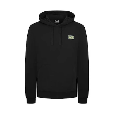 Emporio Armani EA7 FW22 Logo Drawstring Hoodie Black Mens 6HPM96-PJ07Z-1200