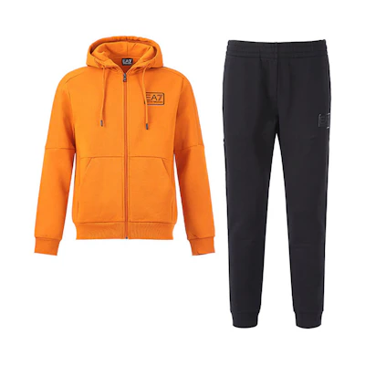 Emporio Armani EA7 FW22 Logo Hoodie & Jogger Tracksuit Set for Men 6LPV68-PJ07Z-26BK