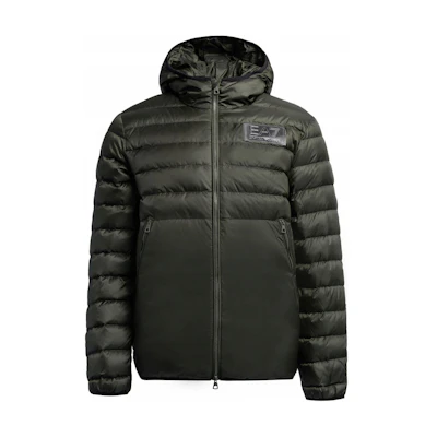 Emporio Armani EA7 FW22 Logo Patch Green Puffer Jacket for Men 6LPB16-PN5ZZ-1866