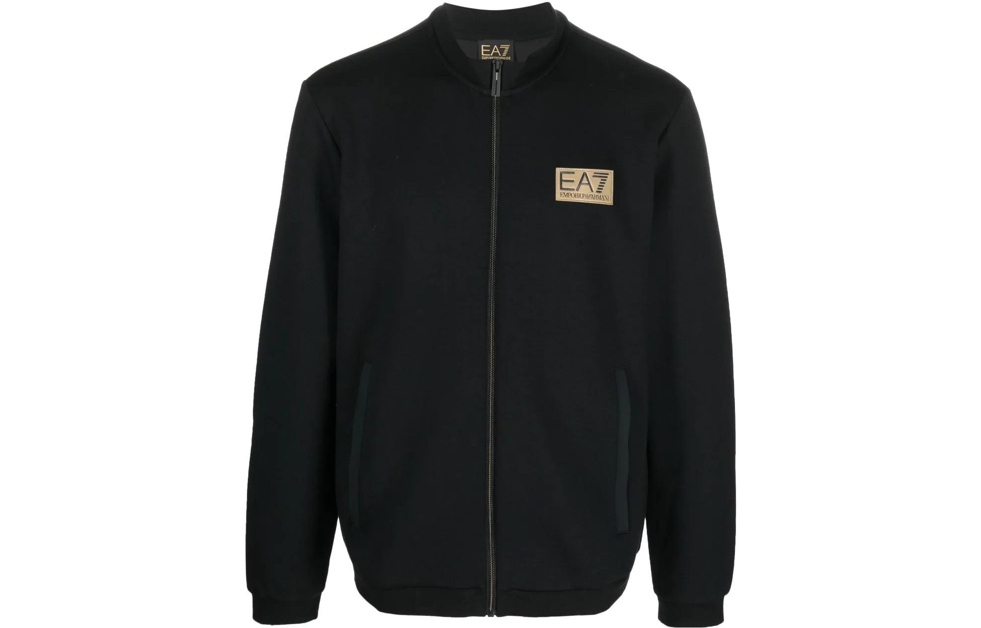 Emporio Armani EA7 FW22 Logo Patch Zip-Up Loose-Fit Jacket Black 6LPMA1-PJHVZ-1200