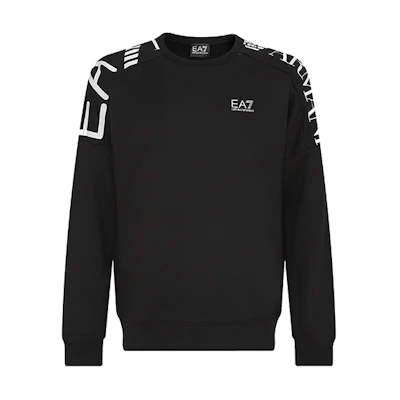 Emporio Armani EA7 FW22 Logo Print Crewneck Sweatshirt Men’s Black 6LPM54-PJHLZ-0203