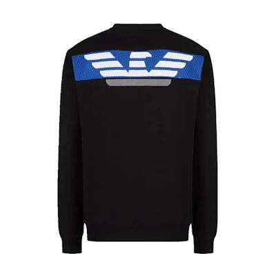 Emporio Armani EA7 FW22 Logo Print Crewneck Sweatshirt Black 6LPM69-PJEQZ-1200