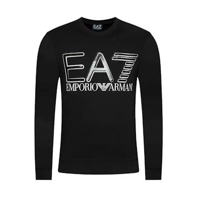 Emporio Armani EA7 FW22 Logo Print Crewneck Sweatshirt Black 3LPM44-PJFGZ-1200