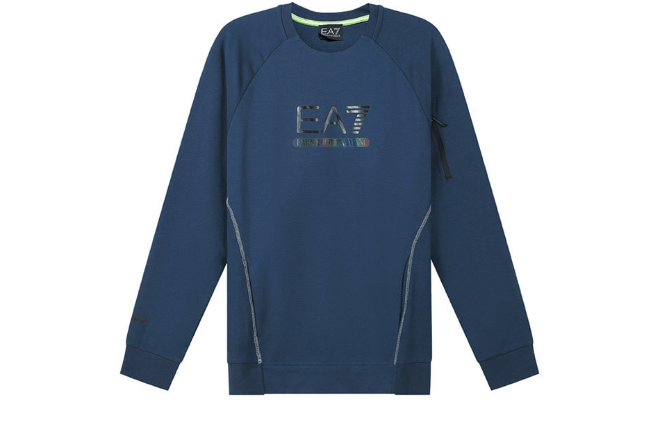 Order Emporio Armani EA7 男款FW22標誌印花圓領長袖上衣 - 海軍藍 6LPM41-PJANZ-1568