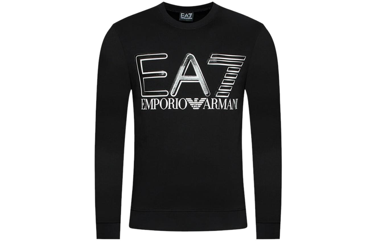 Order Emporio Armani EA7 Logo Print Crewneck Sweatshirt Hitam FW22 3LPM44-PJFGZ-1200