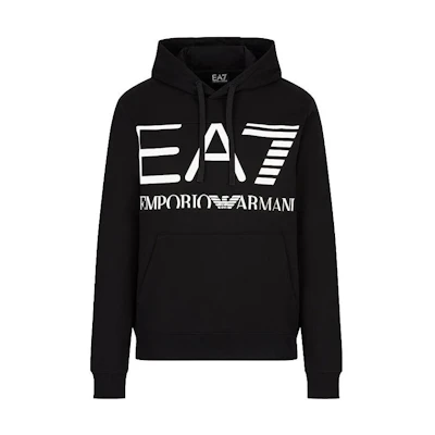 Emporio Armani EA7 FW22 Logo Print Hoodie Black 6LPM52-PJFGZ-1200