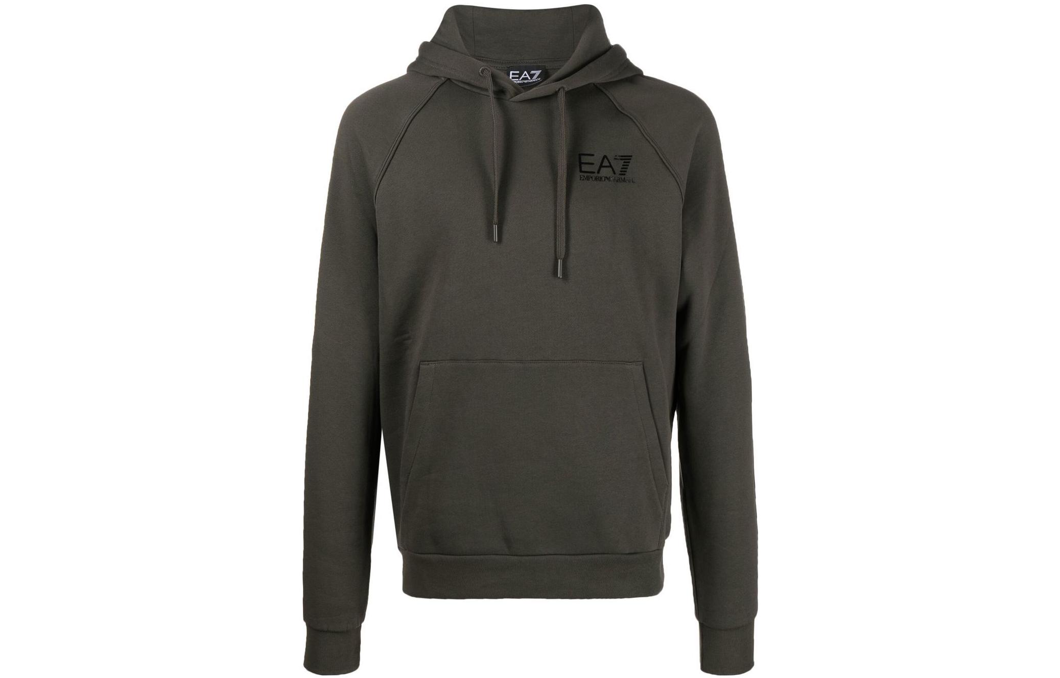 Emporio Armani EA7 FW22 Logo Print Hoodie Men’s Grey Green 8NPM08-PJ07Z-1866