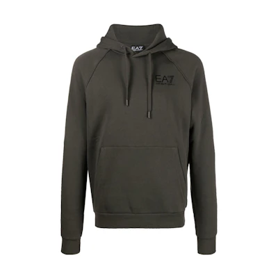 Emporio Armani EA7 FW22 Logo Print Hoodie Men’s Grey Green 8NPM08-PJ07Z-1866