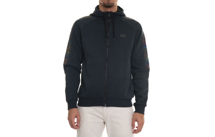 Emporio Armani EA7 FW22 Logo Print Long-Sleeve Hooded Jacket Navy Men’s 6LPM47-PJ07Z-1578