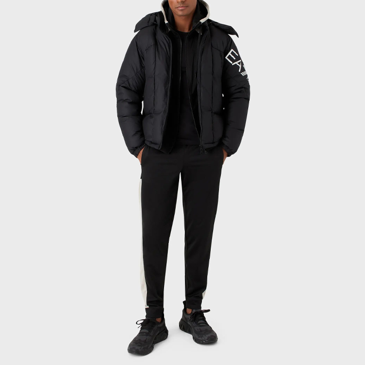 Shop Emporio Armani EA7 Jaket Quilted Lengan Panjang Lelaki Logo Hitam FW22 6LPB11PNADZ-1200