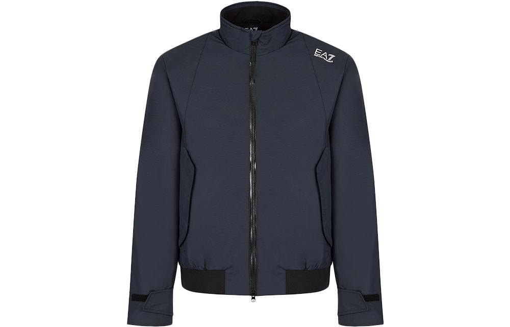 Emporio Armani EA7 FW22 Logo Print Stand Collar Jacket Black Mens 6LPB07-PN27Z-1578