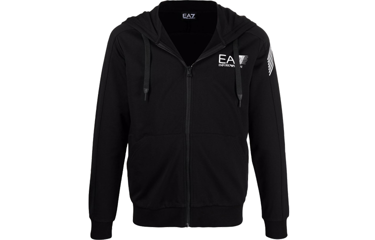 Emporio Armani EA7 FW22 Logo Print Zip-Up Hoodie Black 3KPM68-PJ05Z-1200