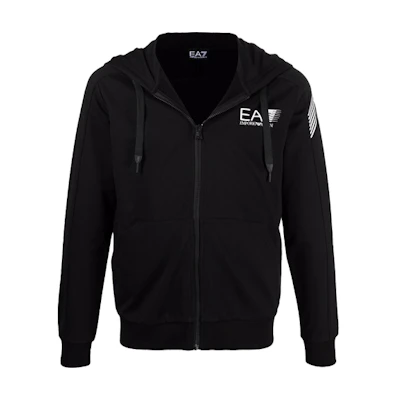 Emporio Armani EA7 FW22 Logo Print Zip-Up Hoodie Black 3KPM68-PJ05Z-1200