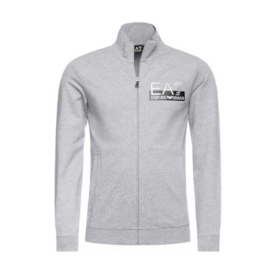 Emporio Armani EA7 FW22 Logo Print Zip-Up Stand Collar Sweatshirt Grey 6GPM61-PJ05Z-3905