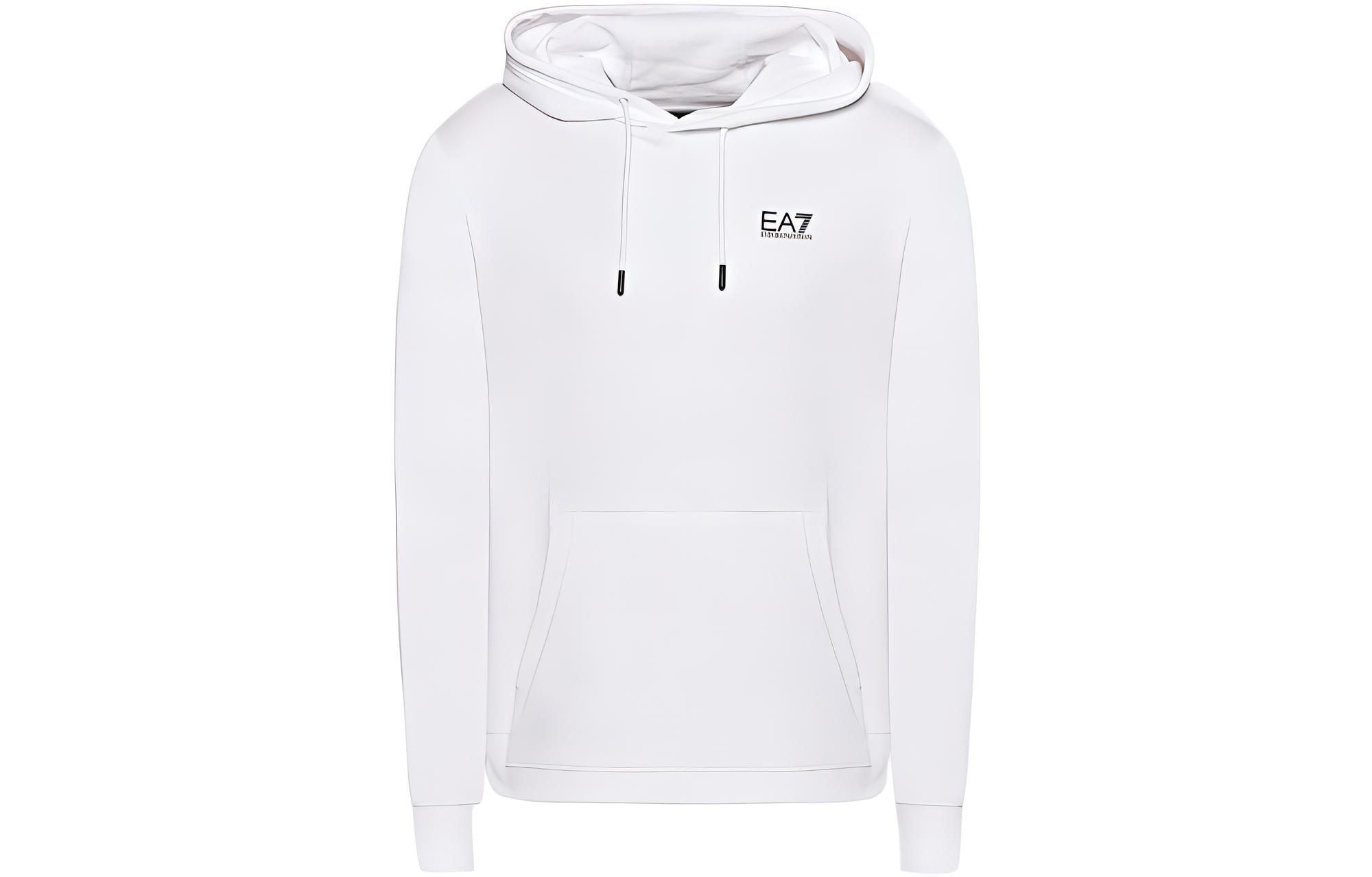 Emporio Armani EA7 FW22 Logo Pullover Hoodie White Menswear 6LPM69-PJEQZ-1100