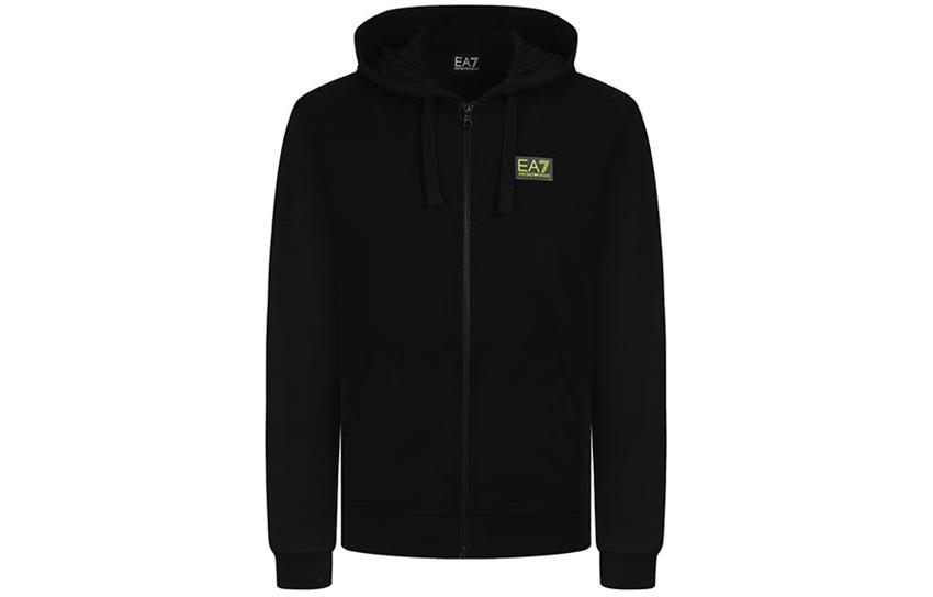 Emporio Armani EA7 FW22 Logo Zip-Up Hoodie Black 6HPM43-PJJ5Z-1200