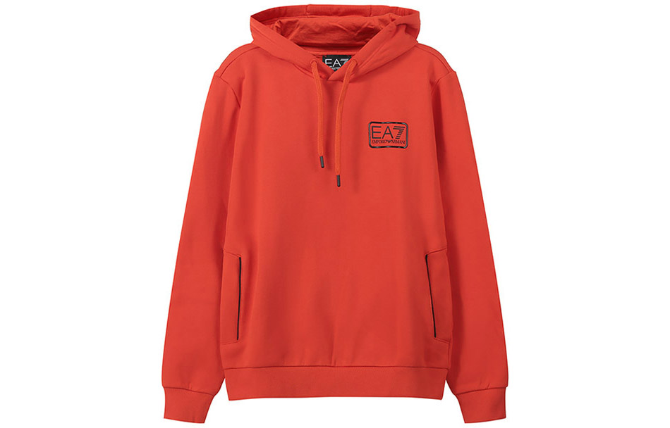 Emporio Armani EA7 FW22 Orange Logo Print Hoodie 3LPM96-PJ07Z-1484