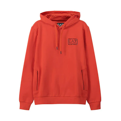 Emporio Armani EA7 FW22 Orange Logo Print Hoodie 3LPM96-PJ07Z-1484