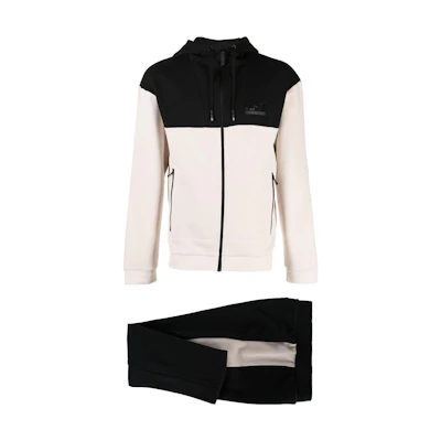 Emporio Armani EA7 FW22 Two-Tone Hoodie & Jogger Set Beige Tracksuit 6LPV52-PJBTZ-27BD