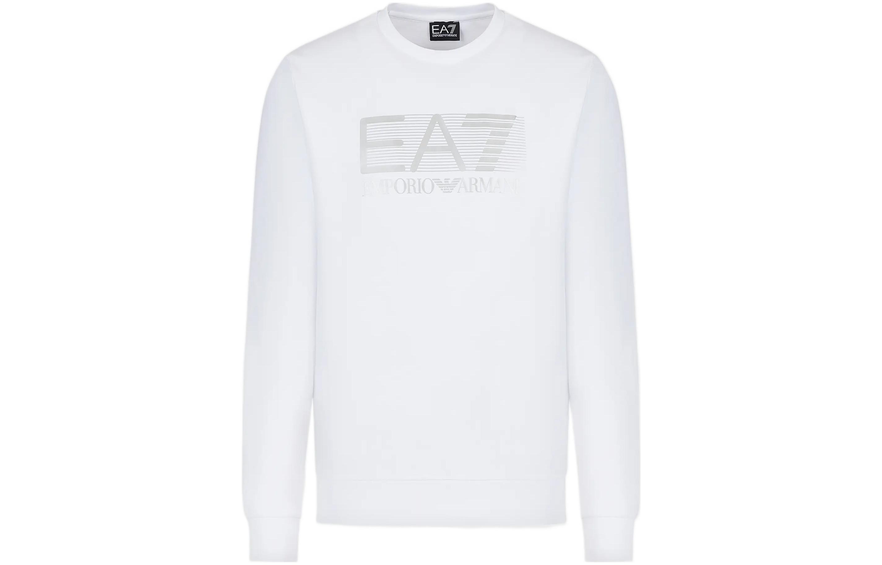 Order Emporio Armani EA7 FW22 白色圓領印花標誌長袖上衣 6LPM60-PJ05Z-0100