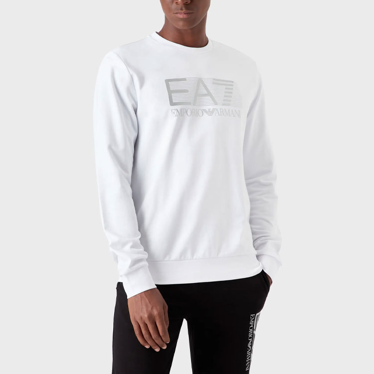 Purchase Emporio Armani EA7 FW22 白色圓領印花標誌長袖上衣 6LPM60-PJ05Z-0100