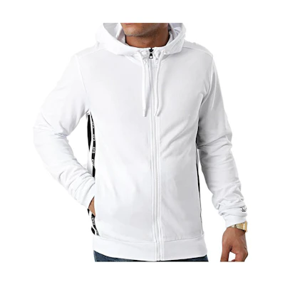 Emporio Armani EA7 FW22 White Hoodie with Side Stripes Men’s 6KPM67-PJ05Z-1100