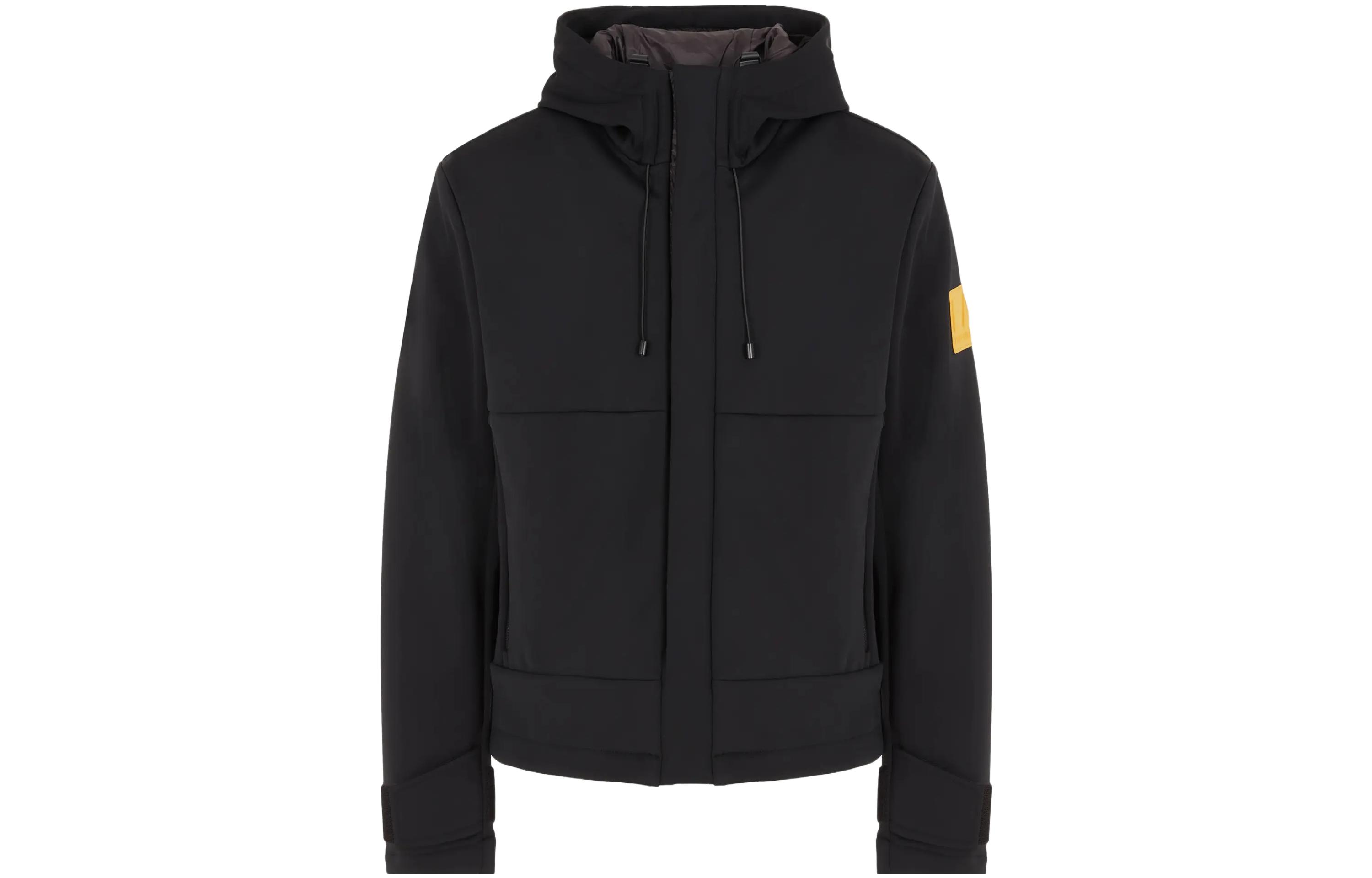 Emporio Armani EA7 FW23  Black Colorblock Drawstring Hooded Jacket 6RPB24-PN8HZ-1200