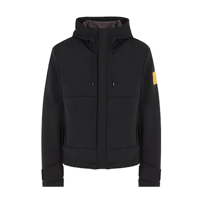 Emporio Armani EA7 FW23 Black Colorblock Drawstring Hooded Jacket 6RPB24-PN8HZ-1200