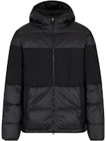 EMPORIO ARMANI EA7 FW23 Black Colorblock Hooded Down Jacket. 6RPB01-PNEOZ-1200 EMPORIO ARMANI EA7 FW23 Black Colorblock Hooded Down Jacket. 6RPB01-PNEOZ-1200