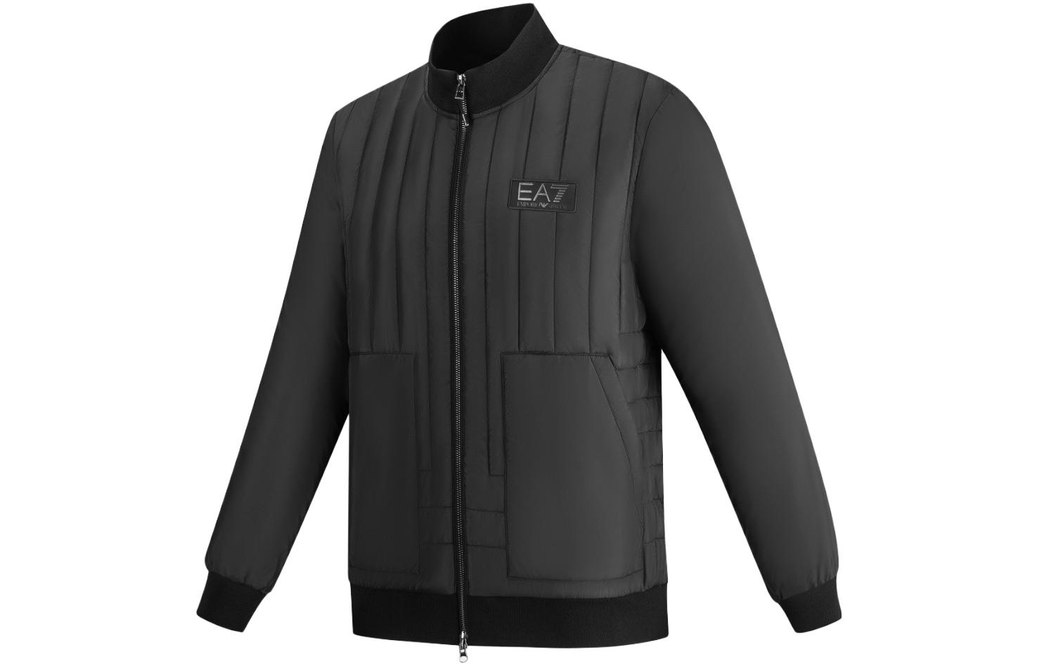 Shop エンポリオアルマーニ EA7 FW23 ブラックロゴ ハイネック コットンジャケット 6RPB30-PN5ZZ-1200