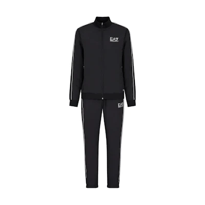 Emporio Armani EA7 FW23 Black Logo Print Casual Tracksuit Set. 6RPV80-PJSRZ-1200