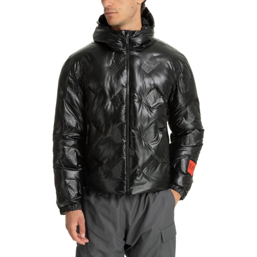 Shop エンポリオアルマーニ EA7 FW23 ブラック ソリッド フーディジャケット 6RPB34-PNEIZ-1200