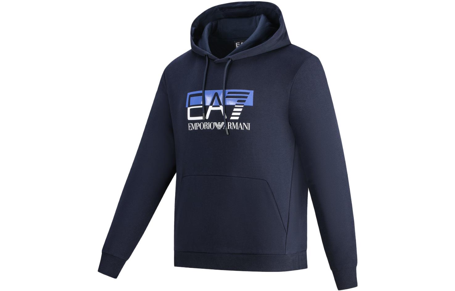 Shop EMPORIO ARMANI EA7 FW23 連帽衫 - 標誌印花與字母設計. 6RPM02-PJ07Z-1554