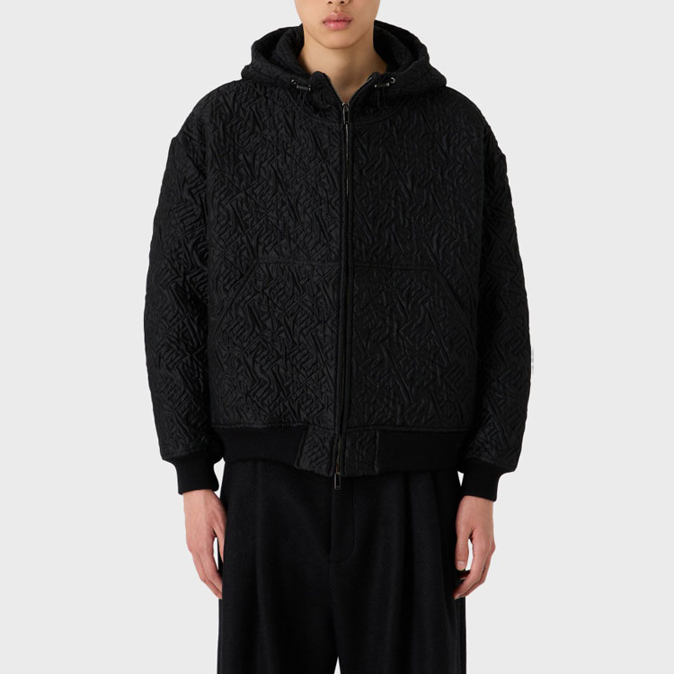 EMPORIO ARMANI EA7 FW23  Logo Embossed Hoodie Jacket Black H41R24-E1229-999 圖 5