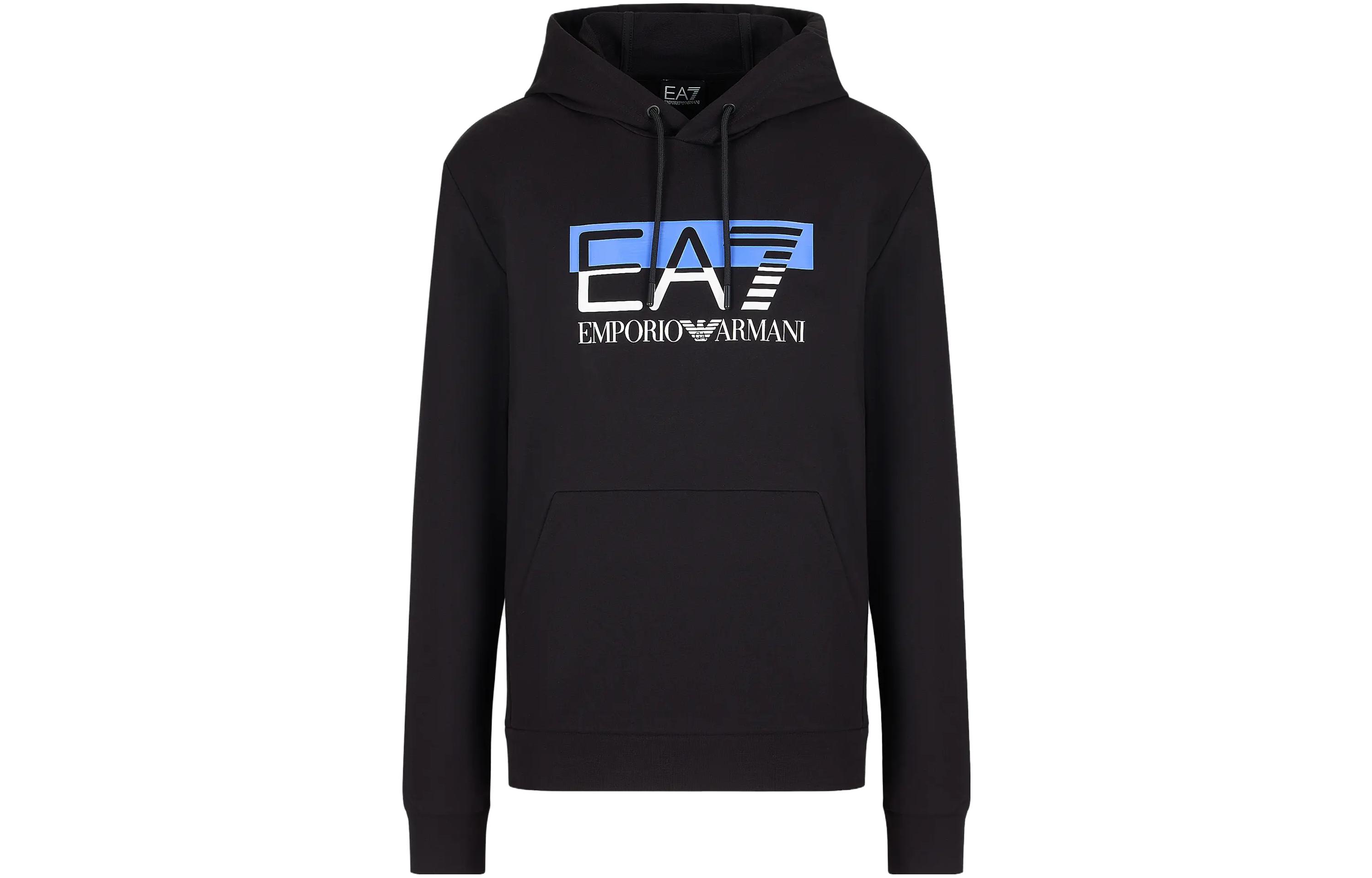 Emporio Armani EA7 FW23 Black Colorblock Logo Hoodie 6RPM62-PJ05Z-1200