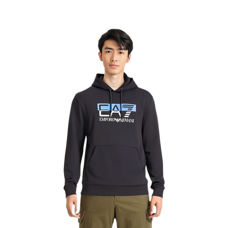 Emporio Armani EA7 FW23 Black Colorblock Logo Hoodie 6RPM62-PJ05Z-1200 圖 4