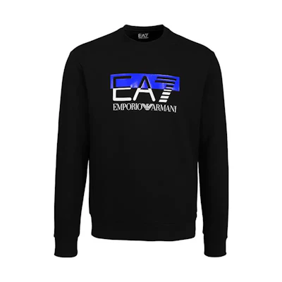 Emporio Armani EA7 FW23 Black Crewneck Sweatshirt with Lettering Print 6RPM01-PJ07Z-1200
