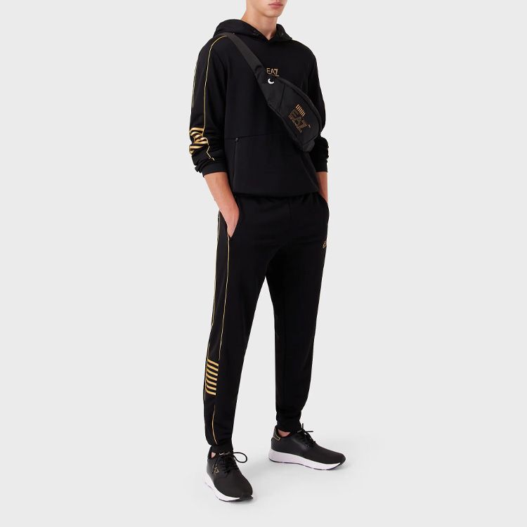 Purchase Emporio Armani EA7 FW23 黑色連帽衫附標誌印花與拉鍊口袋 6RPM06-PJ16Z-0208