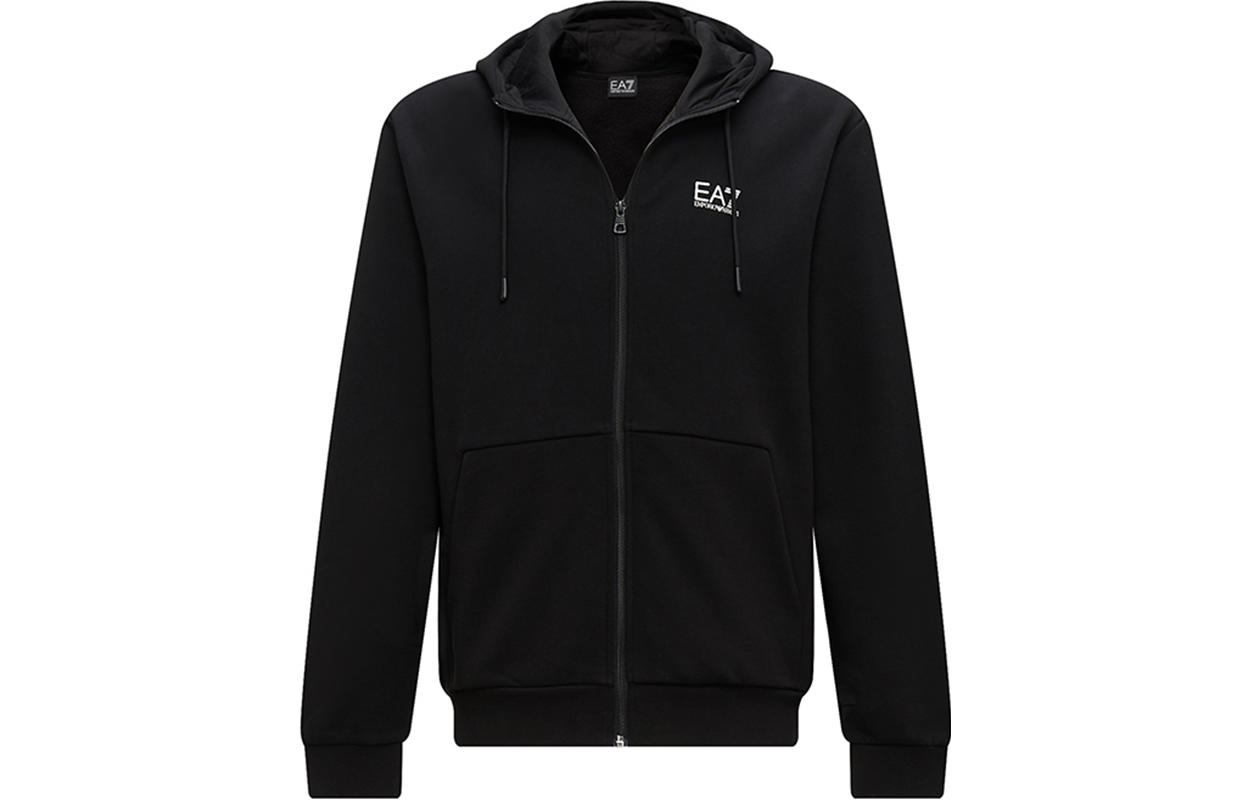 Emporio Armani EA7 FW23 Black Hoodie Zip-Up Casual Jacket 6RPM03-PJ07Z-0200