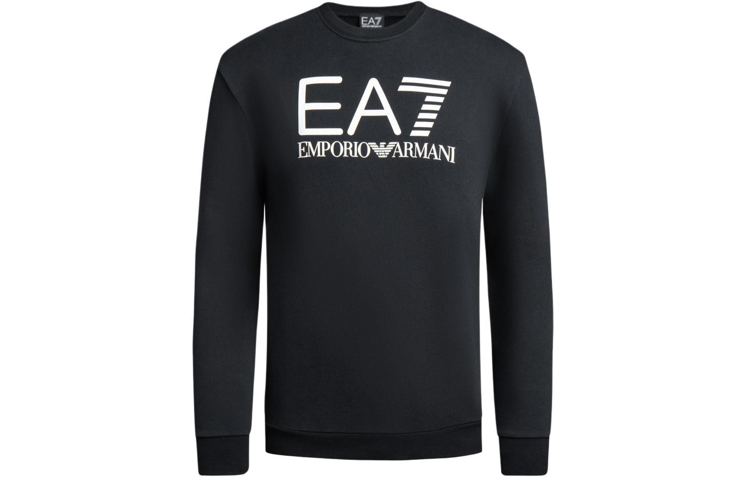 Emporio Armani EA7 FW23 Black Logo Print Crewneck Sweatshirt 6RPM16-PJSLZ-1200
