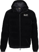 EMPORIO ARMANI EA7 FW23 Black Logo Print Hooded Cotton Jacket for Men. 6RPB19-PNEBZ-1200 EMPORIO ARMANI EA7 FW23 Black Logo Print Hooded Cotton Jacket for Men. 6RPB19-PNEBZ-1200