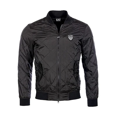 Emporio Armani EA7 FW23 Black Solid Color Loose Fit Zipper Jacket Men 6XPB12-PN04Z-1200