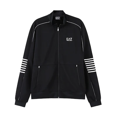 Emporio Armani EA7 FW23 Black Zip-Up Sweatshirt with Logo Print 6RPM07-PJ16Z-1200