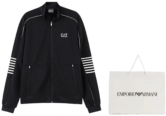 Emporio Armani EA7 FW23 Baju Hitam Zip-Up dengan Cetakan Logo 6RPM07-PJ16Z-1200 Shop Emporio Armani EA7 FW23 Baju Hitam Zip-Up dengan Cetakan Logo 6RPM07-PJ16Z-1200