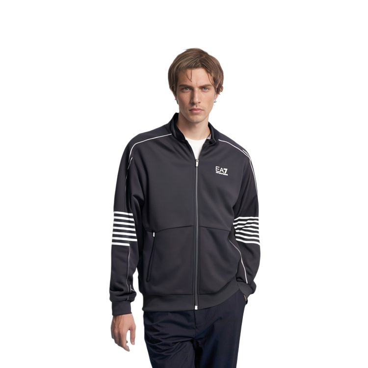 Purchase Emporio Armani EA7 FW23 Baju Hitam Zip-Up dengan Cetakan Logo 6RPM07-PJ16Z-1200