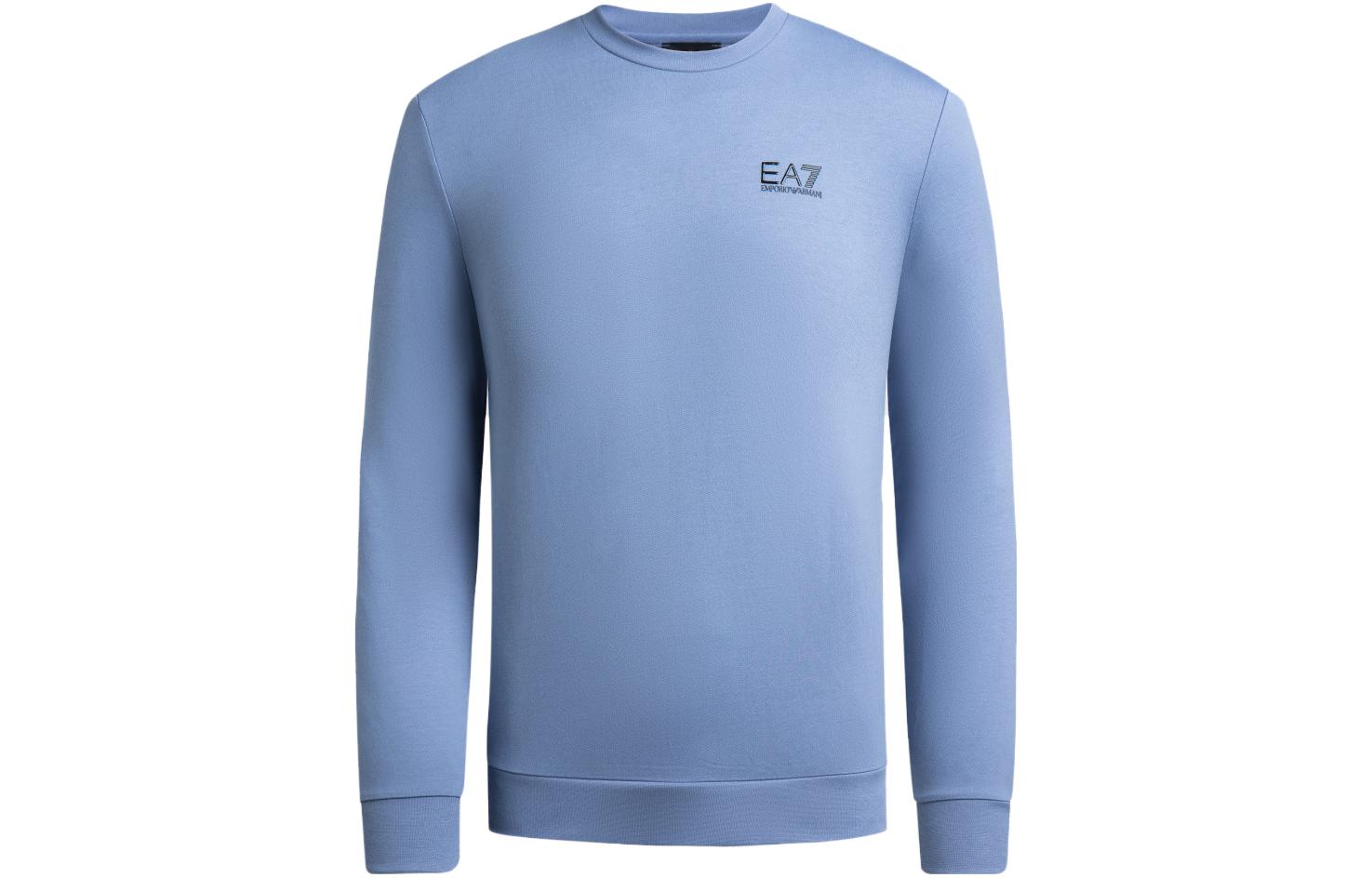 Emporio Armani EA7 FW23 Blue Crewneck Sweatshirt with Logo Print 8NPM52-PJ05Z-1531