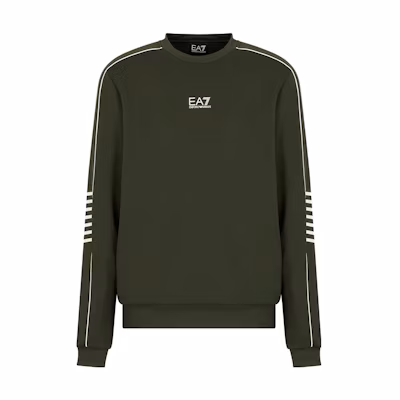Emporio Armani EA7 FW23 Colorblock Logo Crewneck Sweatshirt Green - 6RPM05-PJ16Z-1845