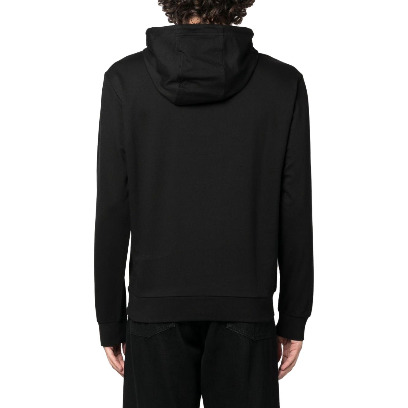 Shop Emporio Armani EA7 FW23 Hoodie Logo Warna Blok Hitam Pullover 6RPM62-PJ05Z-0200