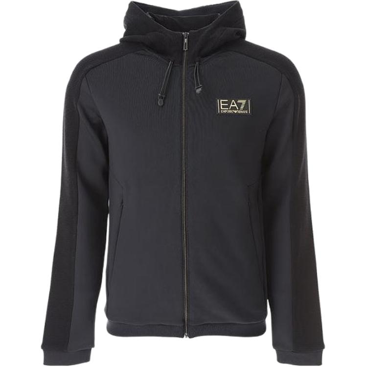 Emporio Armani EA7 FW23 Embroidered Logo Raglan Zip-Up Hoodie Sweatshirt 6RPM36-PJRZZ-1200