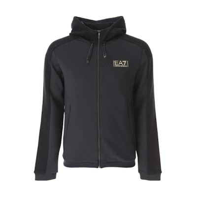 Emporio Armani EA7 FW23 Embroidered Logo Raglan Zip-Up Hoodie Sweatshirt 6RPM36-PJRZZ-1200